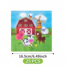 快乐农场8人份一次性餐具套装，包含纸盘、餐巾纸、纸杯，适合生日、婚礼、派对、家庭野餐等场合。 - 彩色 - 查看 7