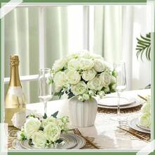 16 Bundles Artificial Peonies Flowers Fake Silk Peony Bouquet Faux Peonies Flowers Bulk For Decoration Vase Floral Arrangements Wedding Party Table (Gre1en) - 格林 - 查看 5
