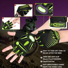 Guantes de ciclismo para hombres y mujeres [almohadilla de gel transpirable antideslizante de 5 mm] Guantes de ciclismo de medio dedo para bicicleta de carretera MTB Guantes de bicicleta para ciclismo, fitness, motocicleta, gimnasio, entrenamiento - Verde fluorescente - Ver 11
