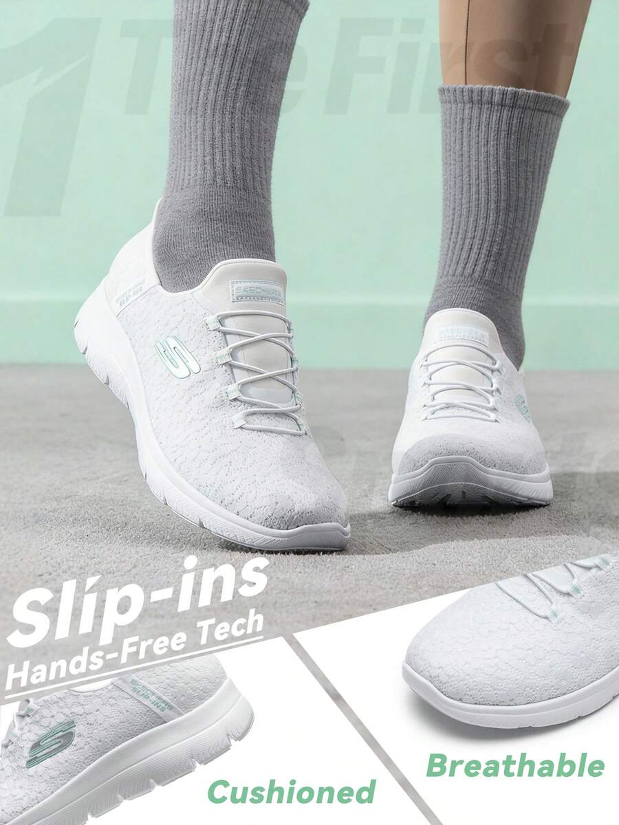 Skechers 休闲缓震透气女士步行鞋，日常旅行运动鞋 150125-WHT - 白色 - 查看 1