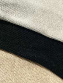 1件针织纯色带袖披肩，时尚多功能围巾，防晒披肩，空调房保暖围脖，吊带连衣裙外套，保暖防风，短款夹克上衣，适合瑜伽练习 - 黑色 - 查看 8