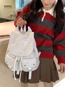 Women's High-Quality Retro Striped Functional Backpack, Large Capacity Casual Daypack - A - View 12