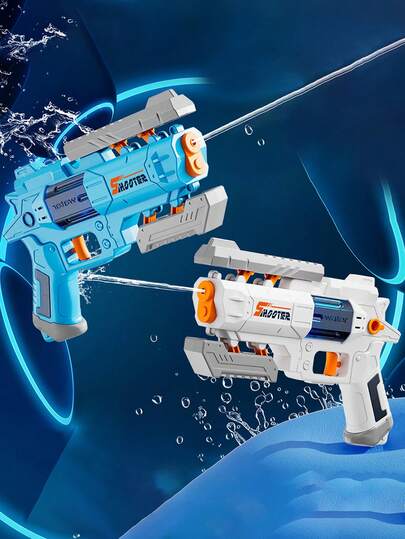 Pistola de agua de disparo rápido manual con transformación mecánica de doble ala; jala el gatillo para transformar y conectar con la pistola de agua. Pistola de agua transformable para juegos de agua al aire libre, adecuada para batallas de agua en casa, fiestas en la piscina y actividades en la playa. Juego de verano ideal y juguete de regalo de cumpleaños para niños y niñas de 3 años en adelante.