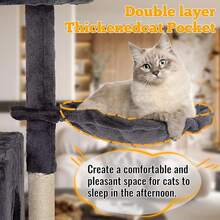| 37.8\ Cat Tree Tower | Dark Gray | Multi-Level Indoor Activity Center With Sisal Scratching Posts, Condos, Pl 11ush Perches, Hanging Cat Toys | Sturdy, Easy To Assemble | For Kittens & Adult Cats - 深灰色 - 查看 4