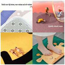 1pc Soccer Ball Design Non-Slip Absorbent Microfiber Doormat - HD Printed Bold Stance, Machine Washable Polyester Mat For Bedr - 1PC - Xem 4