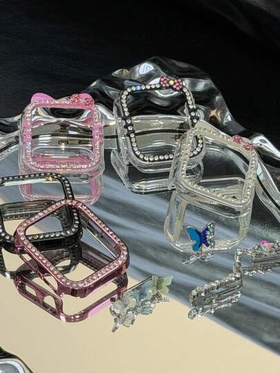 1 Funda protectora de moda en color rosa, apta para Apple Watch de 40/41/42/44/45/46/49mm, compatible con Apple Watch Series Ultra/SE/11/10/9/8/7/6/5