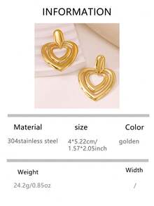 VJS 复古高端18K镀金钛钢耳环，百搭女士耳环饰品 - 金黃色 - 查看 12