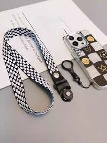 Football Pattern Lanyard Necklace Strap, Wide Version, Embroidered, Braided, Multifunctional Detachable Finger Ring Phone Case, ID Card Holder, Anti-Lost, For Women - Multicolor - View 5