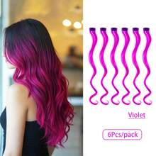 6 pièces Extensions de cheveux bouclés clip-in verts, 18 pouces de long, cheveux synthétiques colorés bouclés pour femmes. Convient pour se déguiser, les fêtes de mode, peut être utilisé comme cadeau pour les femmes, également applicable pour les festivals de musique, accessoire de cheveux pour la Coupe du monde - Multicolore - Voir 14