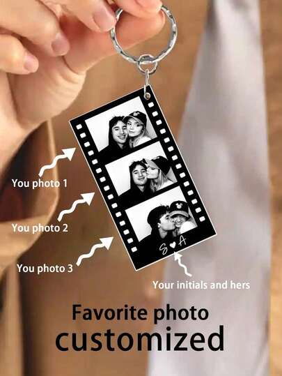 1/2/3 st anpassningsbara foto- och textnyckelringar i akryl, personlig present till par, lämplig för pojkvän, flickvän, familj, vänner, husdjur, mor- och farföräldrar, examen, bröllop och högtider