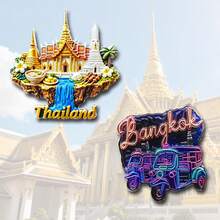 1/2pcs Resin Thailand Bangkok Pattaya Phuket Elephant, Grand Palace, Jade Buddha Temple Fridge Magnet, Tuk Tuk Car Landmark Souvenir, Meaningful Creative Gift Collection, Southeast Asia Thailand Trip Chiang Mai Hua Hin - Multicolor - View 20