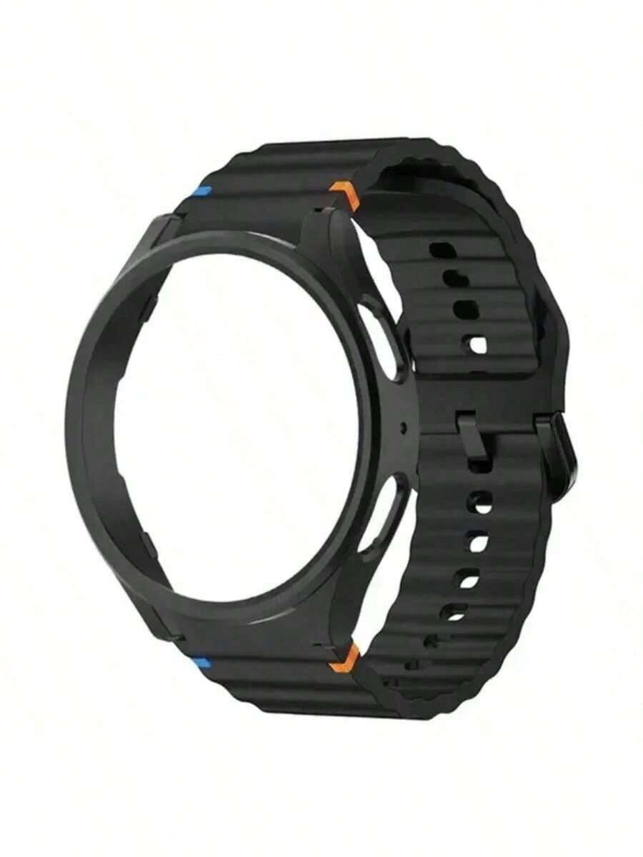 SMART WATCH MX Correa Sport Para Galaxy Watch 7/6/5 + Case + Vidrio Templado - Negro/Negro - Ver 1