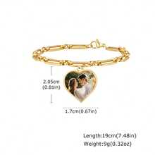 1PC Personalized Photo Custom Bracelet, Stainless Steel Heart-Shaped Bracelet, Round Custom Bracelet, Suitable For Both Men And Women, Valentine's Day, Custom Special Dates, Anniversary Gifts - Multicolored - View 5