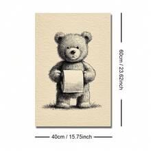 1 tấm tranh canvas in hình gấu bông Teddy cổ điển (có khung/không khung) dùng để trang trí nhà vệ sinh, phòng ngủ, nhà hiện đại, với họa tiết động vật ngộ nghĩnh, thích hợp để trang trí. - A - Xem 10