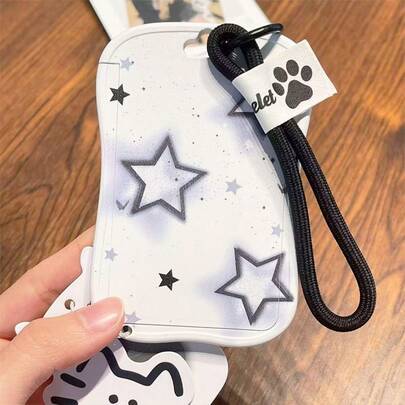 透明星形卡套，适用于地铁卡、公交卡、校园卡、餐卡、偶像粉丝卡等，可爱3英寸卡片/证件套兼保护套