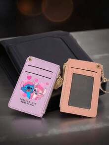 1个史迪奇卡通印花拉链多卡位超薄卡包带身份证窗口信用卡钱包零钱包钥匙扣女士钱包迷你钱包小钱包钥匙扣 - 彩色 - 查看 7