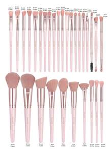 49pcs Makeup Tools Value Set With 30pcs Professional Makeup Brush Set + 1pc Storage Bag + 1pc Wash Bag + 1pc Brush Egg + 1pc Brush Bowl + 15pcs Makeup Powder Puff Accessories Travel Makeup Brush Set Gift For Women & Girl - Pink - View 3