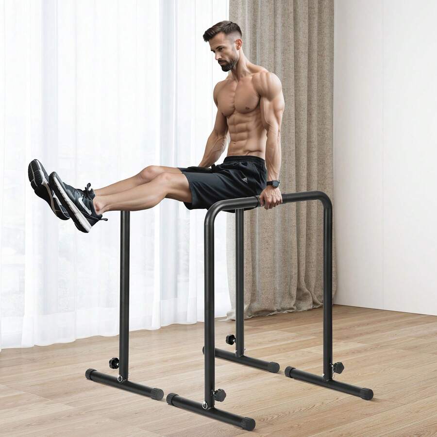 Dip Bars, 440 Lbs Capacity, Heave Duty Dip Stand Station With Adjustable Height, Fitness Workout Dip Bar Station Stabilizer Parallette Push Up Stand, Parallel Bars For Strength Training Home Gym - 黑色 - 查看 1