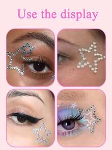 3/2/1pc Sticker Five-Pointed Star Rhinestone Stickers For Stage Makeup, Rhinestone Stickers For Decoration, Diamond Stickers, Support Notebook. - Multicolor - View 3