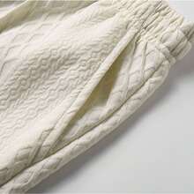 Conjunto deportivo casual para hombre, top de media cremallera de unicolor y pantalones cortos hasta la rodilla, para verano - Blanco - Ver 8