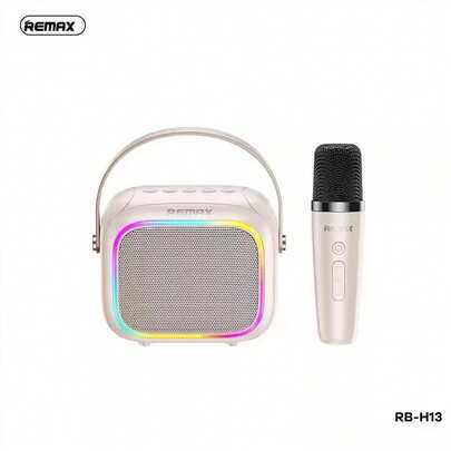 迷你卡拉OK机，圣诞节/生日礼物，便携式大音量蓝牙音箱，带无线麦克风，支持蓝牙+TF卡+AUX输入，多种语音效果，迷你音箱麦克风卡拉OK