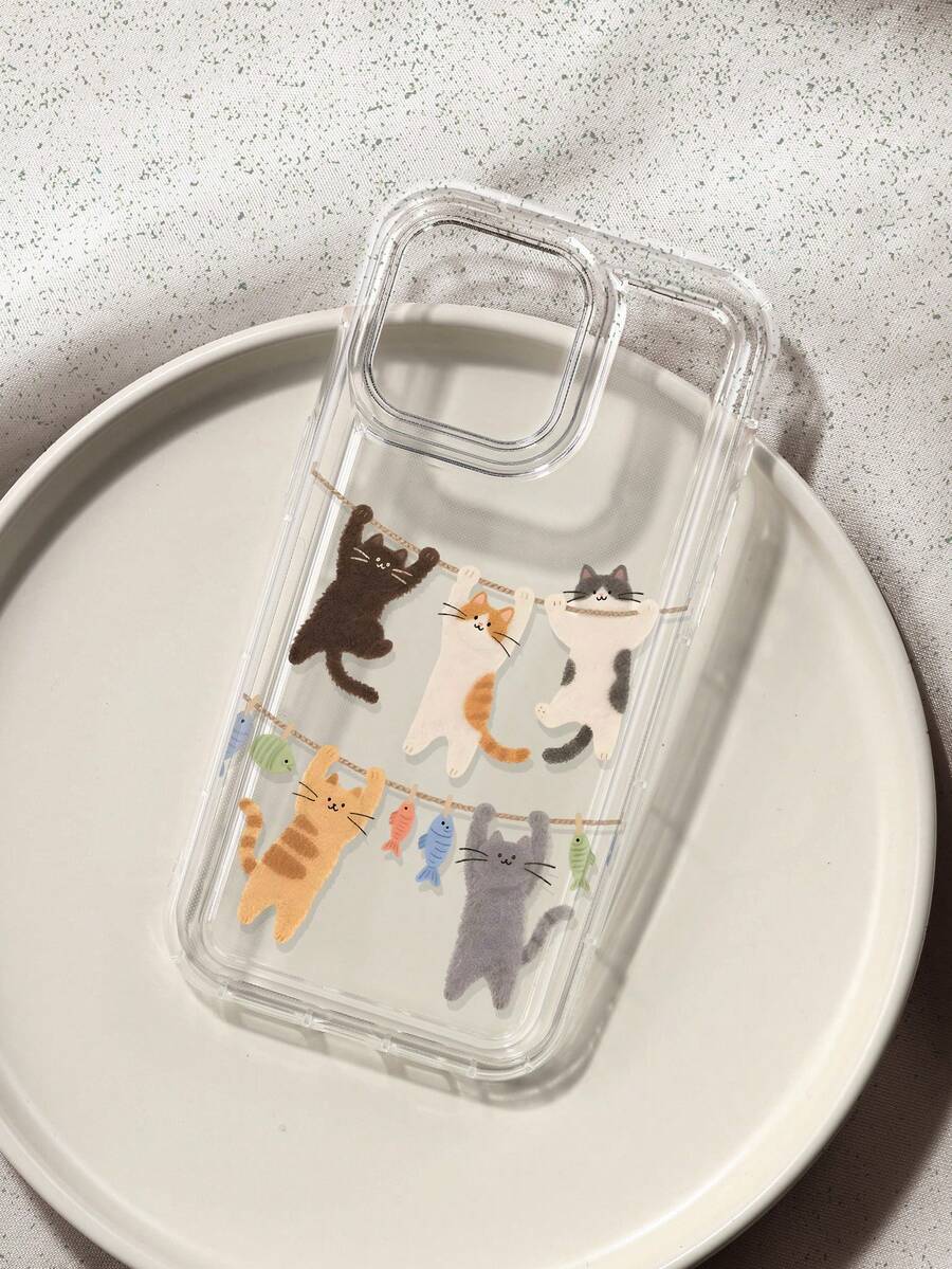 Cute Cat Print Clear Case Compatible With IPhone 13/11/17/17pro/16/14/15/15pro/15 Plus/15 Promax/7plus/8plus/X/Xs Max/Xr/11pro/12pro/13pro/14pro/12mini/13mini/11promax/12promax/13promax/14promax/14plus/17pro Max/17Air/6/6s Plus/7/8/16Pro/16plus/16promax/Se2/17promax&Compatible With Samsung Galaxy/A54/A14/A12/A13/A15/A32/A33/A24/A52S/S20/S21/S22/S23/S24/S23Plus/S24ultra/S25/A15/A33/A23 - Multicolor - View 1