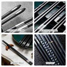 5Pairs Japanese Alloy Chopsticks Set, PET + Glass Fiber Reusable Non-Slip Square Chopsticks With Storage Case, Heat-Resistant Sturdy Dining Utensils, Kitchen Tableware Japanese Tableware Accessories, Durable Chopsticks For Home Kitchen Daily Dining Party Gathering Camping Meals Sushi Eating - Black - View 2