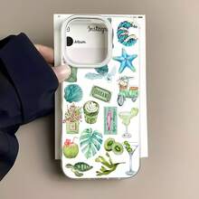 Funda para teléfono con diseño de vida marina tropical, compatible con  17,  16 Pro Max,  15 Pro Max,  13 y  12. Fabricada en TPU, con bordes suaves y resistentes a caídas, es cómoda de sostener y tiene un diseño simple y elegante. Es un regalo ideal para familiares, amigos, seres queridos, novios/novias, y para festividades y aniversarios. - Blanco - Ver 2