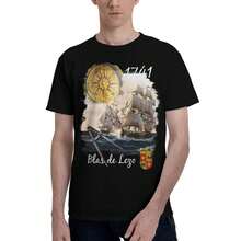 Vintage Nautical Ship Print Men's T-Shirt, Unisex T-Shirt, 100% Cotton, Regular Fit Casual Shirt For Casual Wear, Machine Washable, Urban Streetwear - Black - View 1