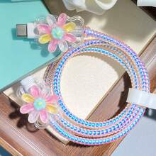 Type-C Cable Protector, Anti-Breaking Phone Data Transfer & Charging Cable Sleeve - Multicolor - View 5