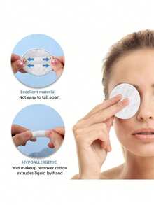 100 Makeup Remover Pads, Facial Cleansing Pads, Skin Care Pads, Facial Cleansing Pads, Natural Makeup Remover, Hypoallergenic, Waffle-Shaped, 2.36-Inch Diameter Round Cleaning Swabs - A - View 4