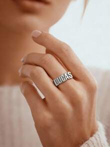 Anillo personalizado con estilo de rapero con nombre, regalo para el Día del Padre, Día de la Madre, San Valentín, cumpleaños, aniversario, amigos, graduación, Navidad, regalo familiar de alta gama - Estilo 4 - Ver 7