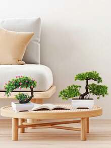 1pc Potted Artificial Plant, Fake Flower Small Tree Ball Bonsai, Home Living Room Window Sill Office Desktop Decor - Multicolor - View 10