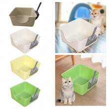 High-Sided Open Litter Box - For Small/Medium Cats, Non-Stick Bottom Easy To Clean, Anti-Splash Litter Box (Litter Scoop Style Random) - one-size - View 8