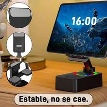 Cell Phone Stand With Wireless Bluetooth Speaker, LED, Non-Slip Base With HD Surround Sound, Perfect For Home/Outdoor Use With Compatible Desktop Bluetooth Speaker - Black - View 5