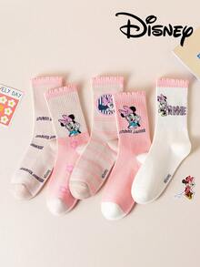 Disney 5双装正品刺绣袜子，刺绣礼品袜，可爱卡通粉色动漫袜，卡通超级英雄袜，新颖有趣的袜子，适合任何节日和日常穿着，袜子 - 彩色 - 查看 4