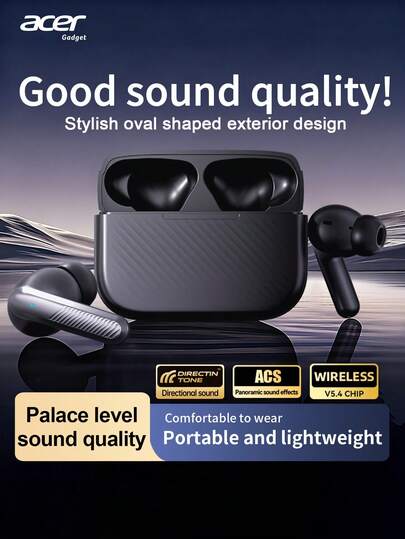  Acer OHR644 Wireless Earbuds With ANC Active Noise Cancellation, ENC Dual Noise Cancellation, Hi-Fi Audio Quality, Suitable For Sports, Running, Fitness, Cycling, Compatible With Smartphones, Tablets And Laptops, Ideal Christmas Or Valentine's Day Gift