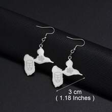 一对瓜德罗普岛地图图案，饰以木槿花鼓形纹样，971区号，不锈钢材质，法国珠宝，女士款 - 彩色 - 查看 13