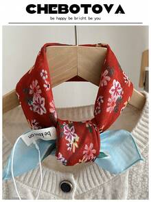 1条女士纹理小围巾/手帕/头巾，多功能印花亚麻围巾/颈巾/手帕，欧美风格，适合夏季沙滩裙 - 彩色 - 查看 35