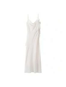 2026 Spring And Autumn Women's Dress Celebrity Pure Desire White Satin Halter Party Dress - Blanco - Ver 4