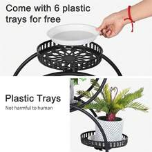 Tall Metal Plant Stand Wrought Iron Circular Planter Shelf Mobile Flower Rk UK - Multicolor - View 4