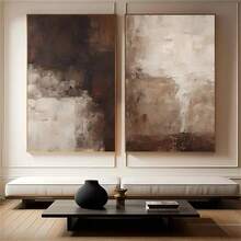 Canvas Artworks, Featuring Abstract Designs In Beige And Brown, Inspired By Wabi Sabi And Scandinavian Modern Aesthetics Optional Frame - Multiple Choice - View 1
