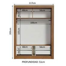 Ropero Madesa Dalas Plus 2 Puertas Corredizas 4 Cajones Color Marrón y Negro - Marrón y Negro - Ver 4