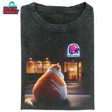 Super Value Hot  T-Shirt Funny Cat Fat Tacobell Vintage Graphic T-Shirt, Funny Meme Tee, Cat Lover Unisex T-Shirt, Gift For Men And Women Suitable For Fans Gift SD0082 - 黑色 - 查看 1