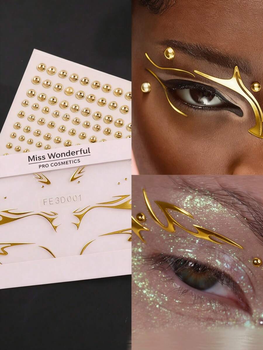 165pcs/Set 3-6mm Silver Plated Acrylic Futuristic Fake Nose Rings, Lip Studs, Eyebrows, Temporary Body Jewelry, Face Stickers, Unisex Party Accessories - Multicolor - View 1