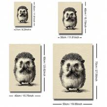 1幅带框/不带框复古刺猬遮住鼻子趣味动物帆布海报，乡村风格浴室墙面艺术印刷品，简约田园风厕所装饰，可爱复古画作，适用于卫生间、卧室、现代家居装饰 - A - 查看 7