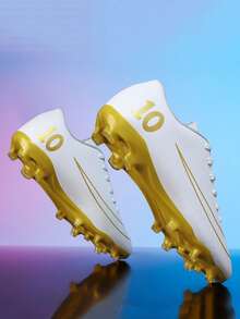 All-Season Competitive Sports Football Shoes, Campus Style Football Boots For Teenagers And Students, Football Training Shoes, Football Match Cleats, Long Studs Anti-Slip (Asymmetrical Camouflage Pattern On Upper) - White - View 6
