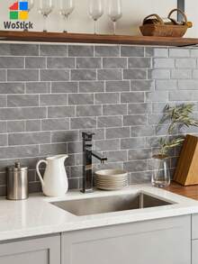 4/10pcs Modern Subway Tile Peel And Stick Backsplash - Waterproof, Stain-Resistant, Easy DIY Installation. Removable Self-Adhesive Wall Tiles For Kitchen, Bathroom Backsplash, Suitable For Holiday Decoration, Wall Stickers, Vinyl Decals, Home Decor, Spring Decorations, Refresh Your Home, Rama Decorative Stickers, Birthday & Graduation Gifts. - Multicolor - View 7