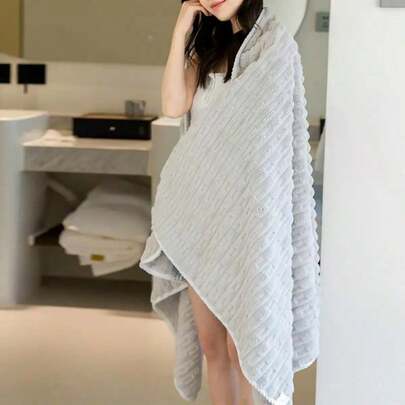 Extra Absorbent Luxury Coral Fleece Bath Towel - Super Soft Quick Dry High Absorbency Fluffy Thick - Suitable For SPA, Gym Or Home - Soft Tones With Decorative Trim