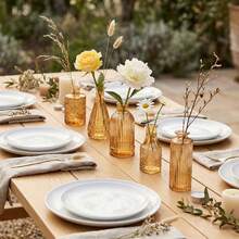Tomnk 18pcs Glass Bud Vase Set, Bulk Amber/Clear/Pink Mini Vintage Flower Vases For Outdoor Table Centerpieces, Spring Decor Small Vases For Home Wedding Patio Garden Party Decor, Mother's Day Decor, Ideal Mother's Day Gift - 18 chiếc - Xem 4
